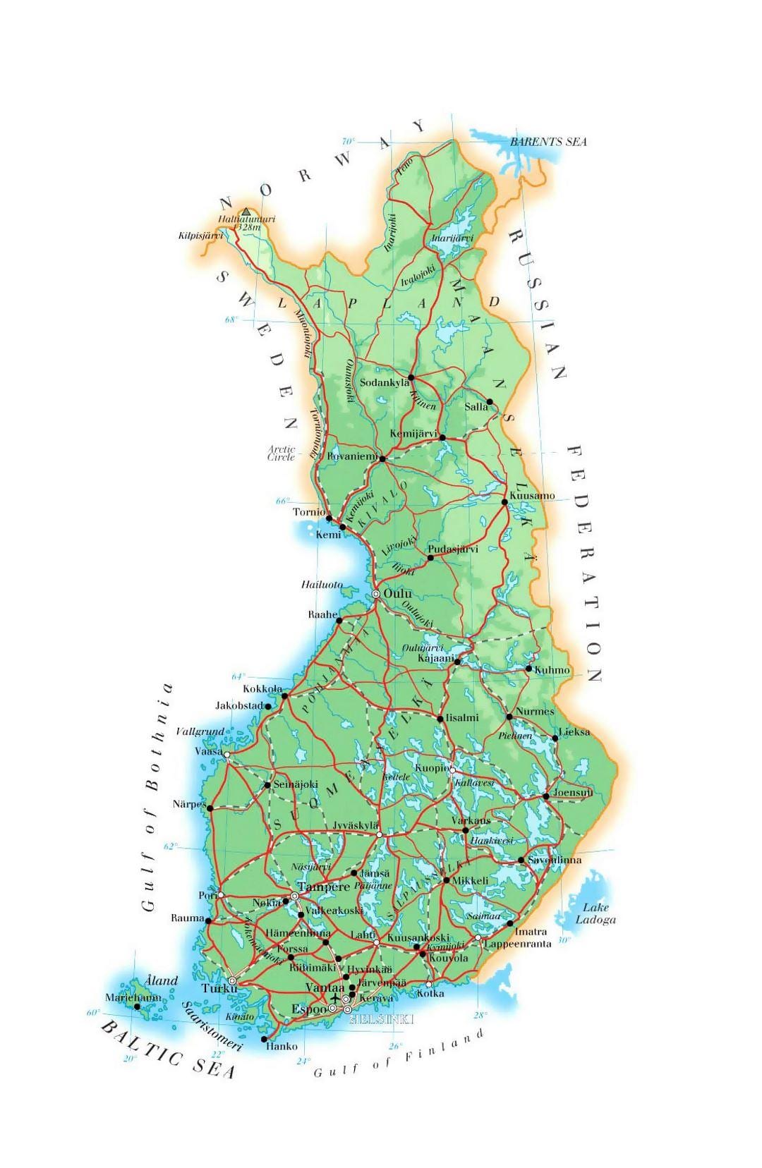 Kort af Finnlandi hækkun