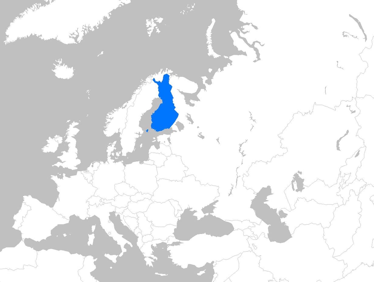 Finnland á kort af evrópu