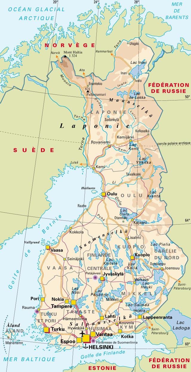 Kort af Finnlandi national garður