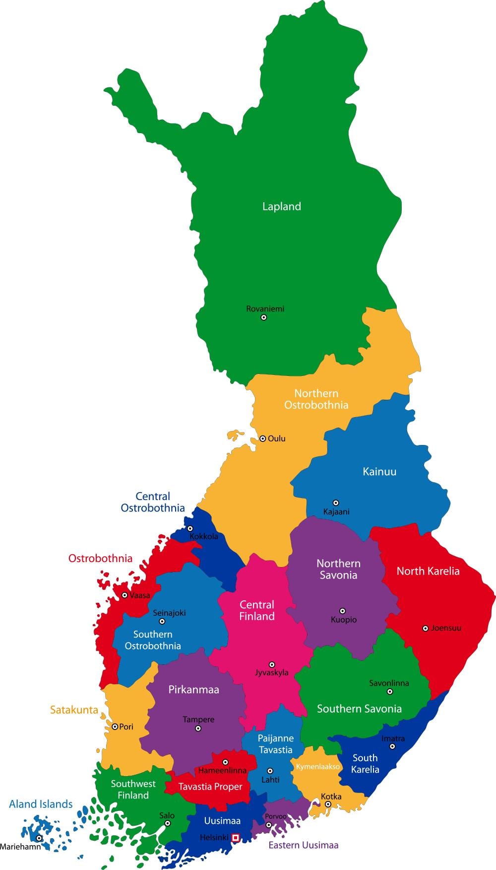 Finnland héruðum kort