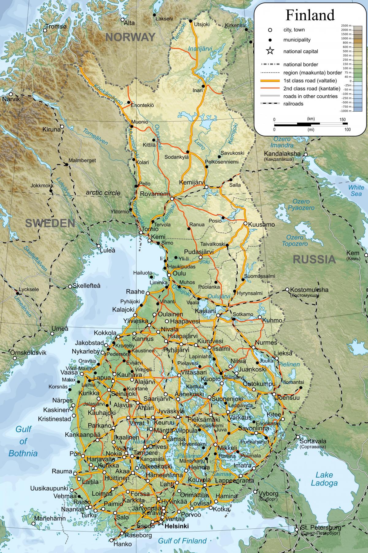 Kort af nákvæmar kort Finnlandi