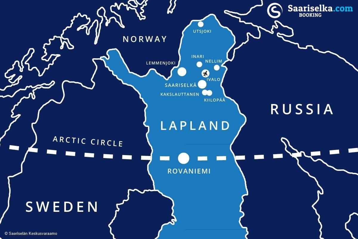 kort af saariselka Finnlandi