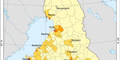 Finnland íbúafjölda kort