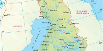 Kort af Finnlandi landafræði