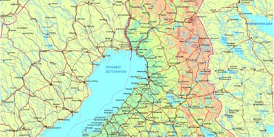 Kort af veginum Finnlandi