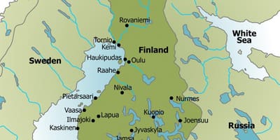 Kort af útilegu Finnlandi